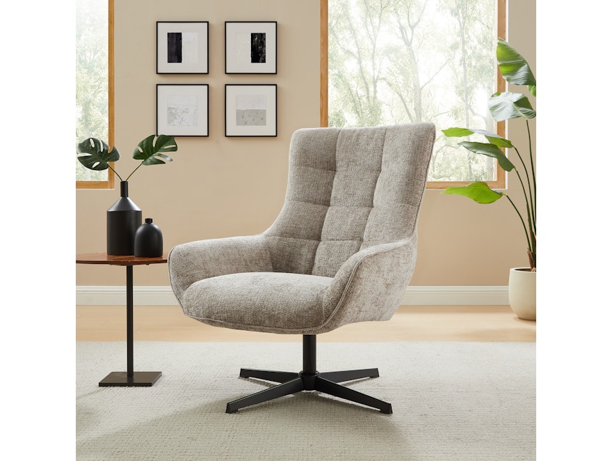 SalesFever® Sessel mit Drehfunktion aus Chenillestoff Hellgrau Evangeline 367780 - 2