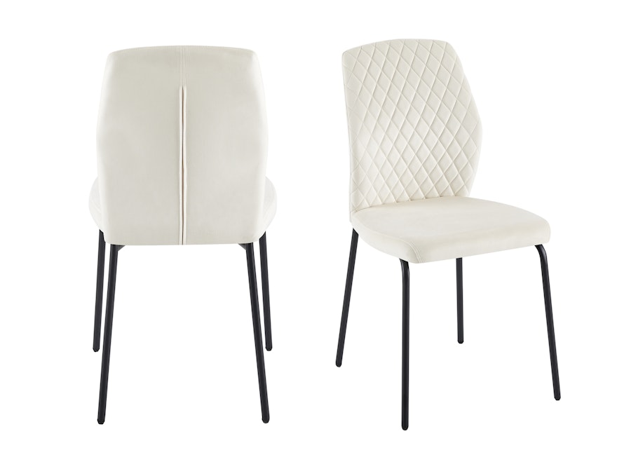 SalesFever® Stuhl 2er Set aus Samt mit Wabensteppung Beige Freddie 371398 - 1