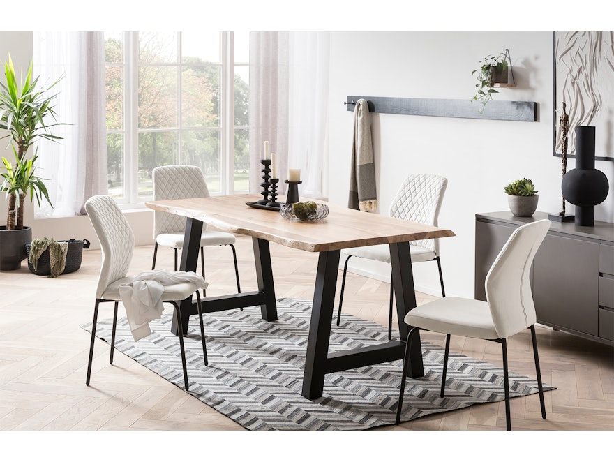 SalesFever® Stuhl 2er Set aus Samt mit Wabensteppung Beige Freddie 371398 - 7