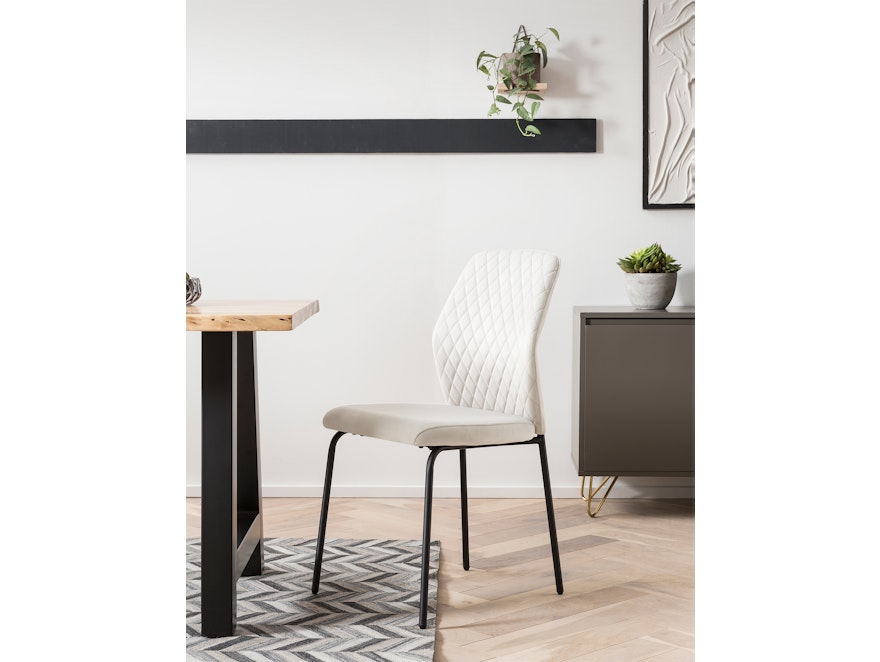 SalesFever® Stuhl 2er Set aus Samt mit Wabensteppung Beige Freddie 371398 - 6