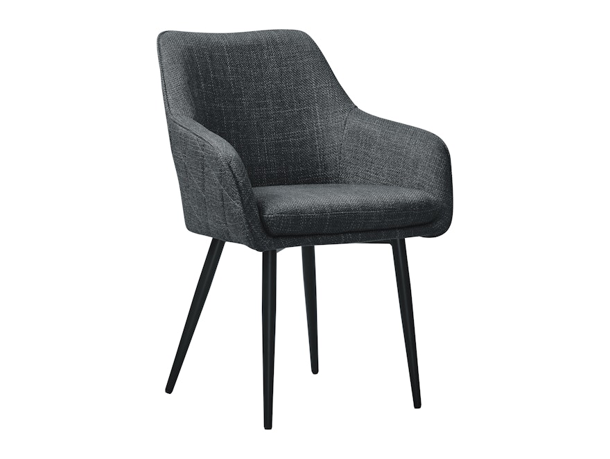 SalesFever® Esszimmerstuhl Anthrazit aus Strukturstoff mit Armlehnen und Steppung Freja 367469 - 1