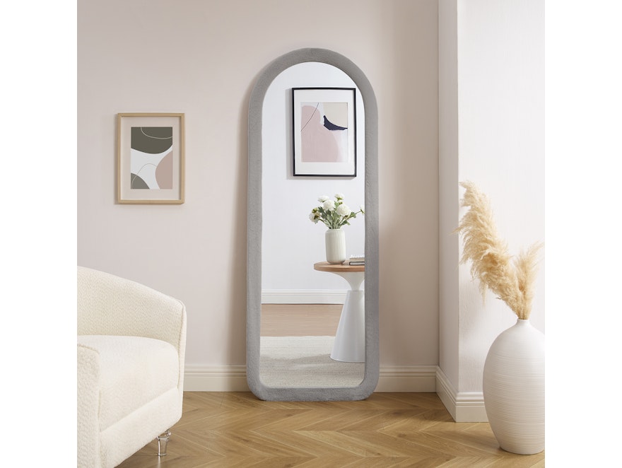 SalesFever® Spiegel mit Rahmen aus Kunstfell 60x160 cm Hellgrau Gentry 367254 - 2