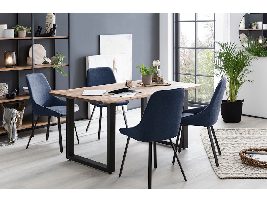 SalesFever® Esszimmerstuhl 2er Set mit Strukturstoff in Baumwolloptik Dunkelblau George 369029 - 7