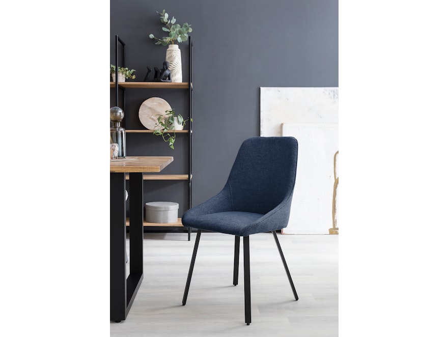 SalesFever® Esszimmerstuhl 2er Set mit Strukturstoff in Baumwolloptik Dunkelblau George 369029 - 6
