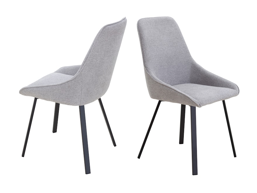 SalesFever® Esszimmerstuhl 2er Set mit Strukturstoff in Baumwolloptik Grau George 369036 - 1