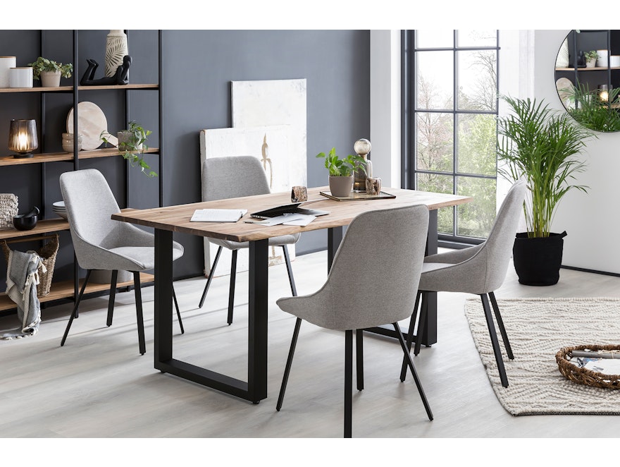 SalesFever® Esszimmerstuhl 2er Set mit Strukturstoff in Baumwolloptik Grau George 369036 - 7
