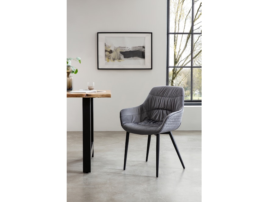 SalesFever® Armlehnstuhl mit Wabensteppung aus Samt Grau Harper 396780 - 6