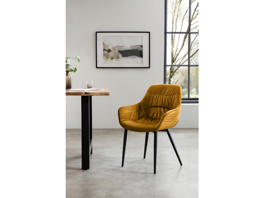 SalesFever® Armlehnstuhl mit Wabensteppung aus Samt Senfgelb Harper 396797 - 6