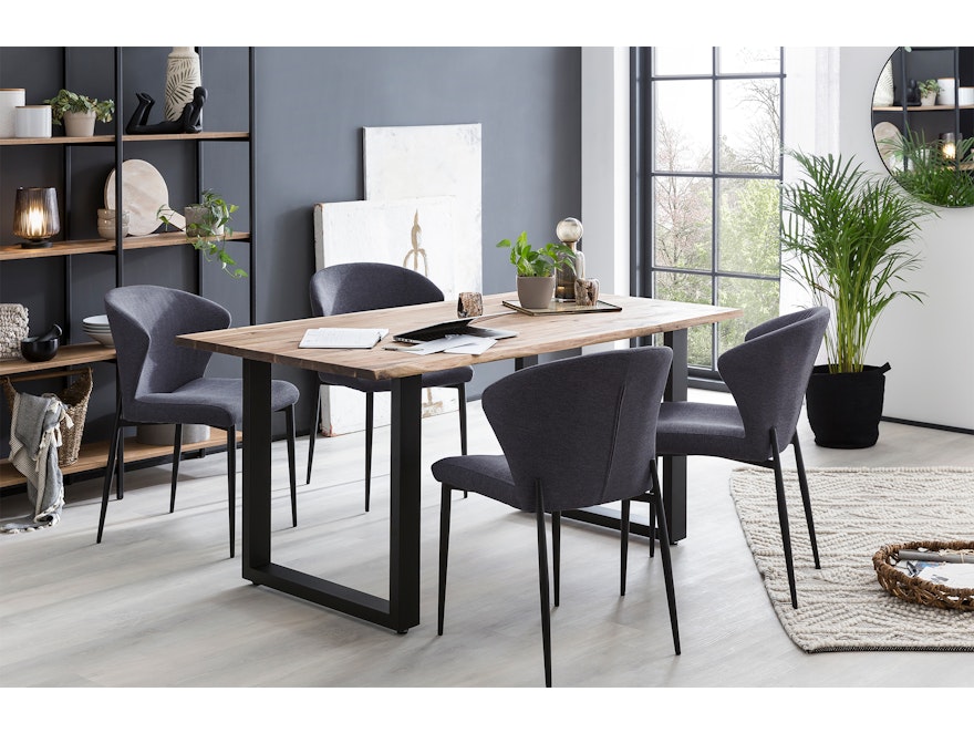 SalesFever® Esszimmerstuhl 2er Set mit Strukturstoff in Baumwolloptik Anthrazit Hygge 369005 - 7