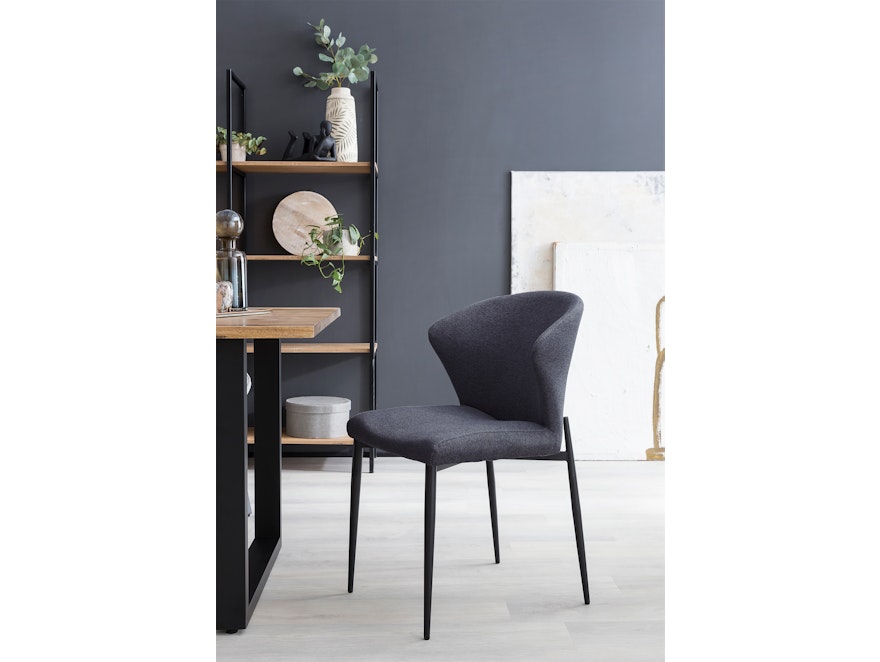 SalesFever® Esszimmerstuhl 2er Set mit Strukturstoff in Baumwolloptik Anthrazit Hygge 369005 - 6