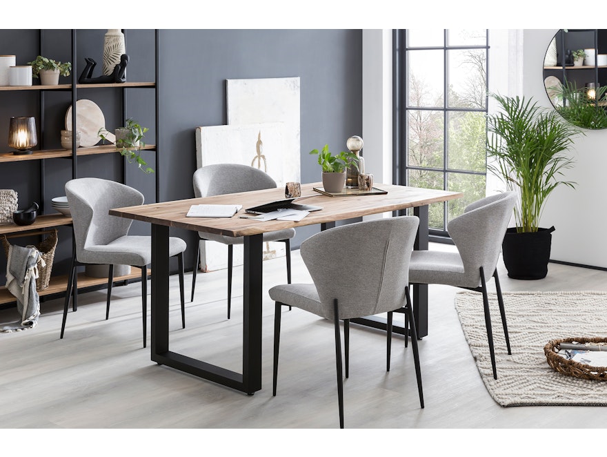 SalesFever® Esszimmerstuhl 2er Set mit Strukturstoff in Baumwolloptik Grau Hygge 369012 - 7