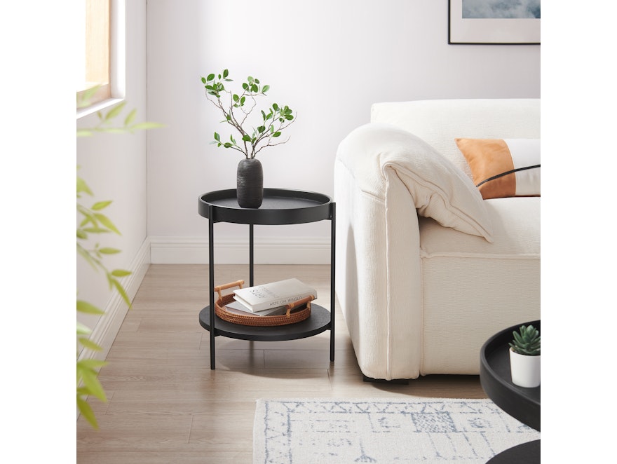 SalesFever® Beistelltisch rund Ø 44 cm mit 2 Ablageflächen Schwarz Ivy  367537 - 4