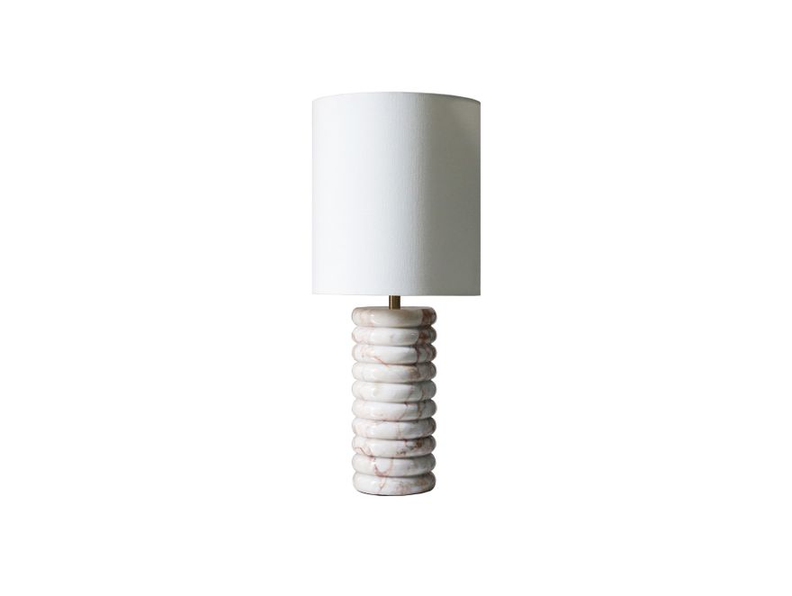 SalesFever® Tischleuchte mit Marmor-Standfuß 65 cm Lampenschirm Leinen Beige Mavie 367438 - 2