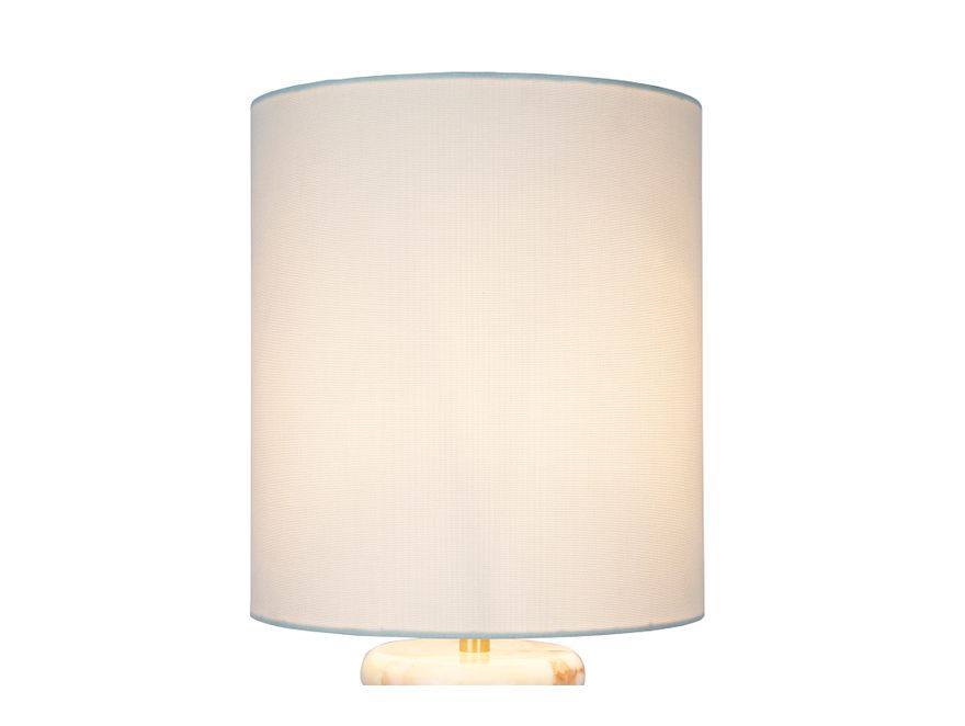 SalesFever® Tischleuchte mit Marmor-Standfuß 65 cm Lampenschirm Leinen Beige Mavie 367438 - 3