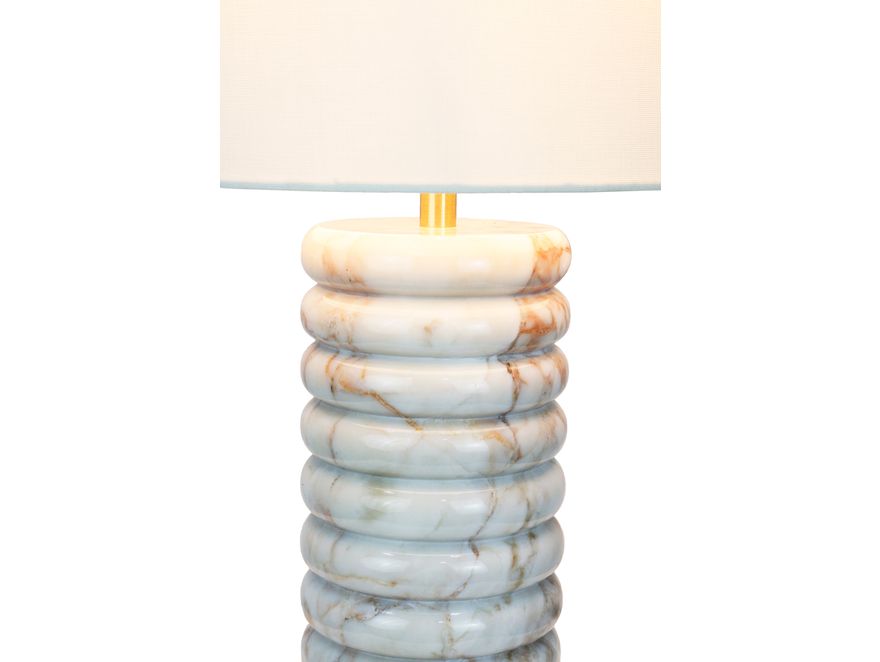 SalesFever® Tischleuchte mit Marmor-Standfuß 65 cm Lampenschirm Leinen Beige Mavie 367438 - 5