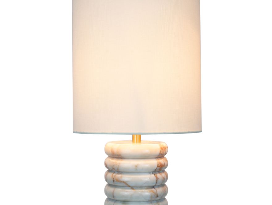 SalesFever® Tischleuchte mit Marmor-Standfuß 65 cm Lampenschirm Leinen Beige Mavie 367438 - 6