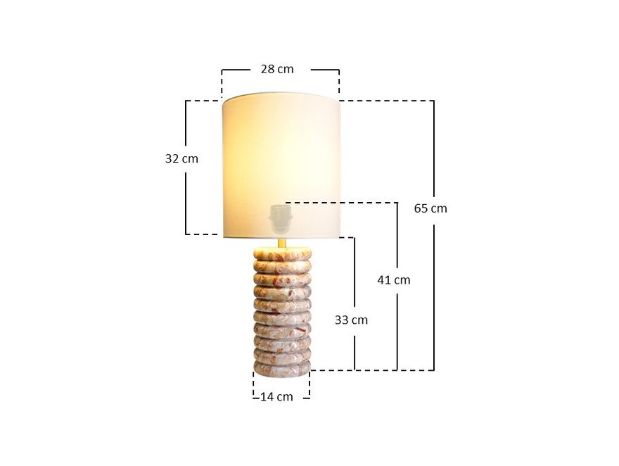 SalesFever® Tischleuchte mit Marmor-Standfuß 65 cm Lampenschirm Leinen Beige Mavie 367438 - 12