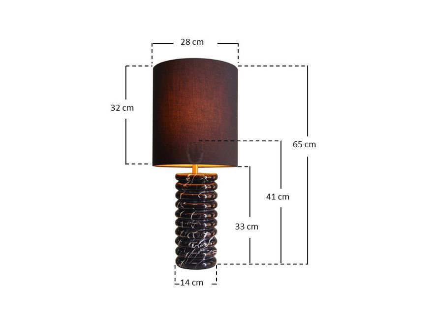 SalesFever® Tischleuchte mit Marmor-Standfuß 65 cm Lampenschirm Baumwolle Schwarz Mavie 367445 - 12