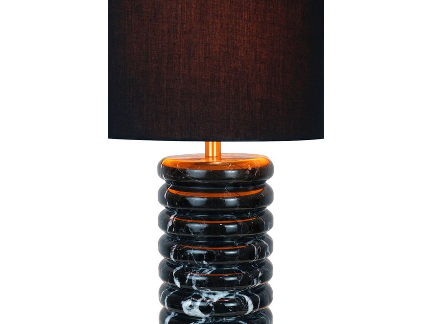 SalesFever® Tischleuchte mit Marmor-Standfuß 65 cm Lampenschirm Baumwolle Schwarz Mavie 367445 - 8