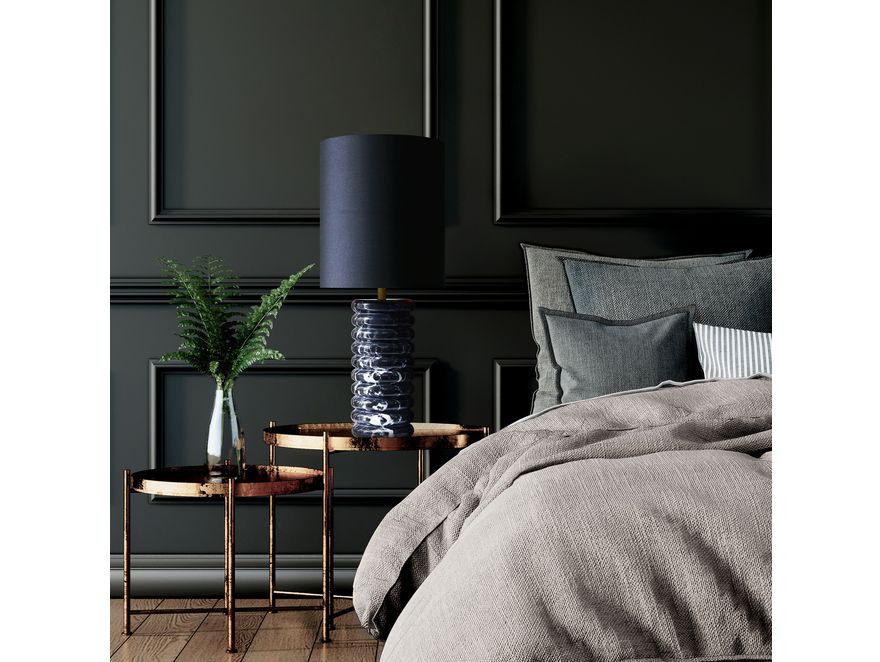 SalesFever® Tischleuchte mit Marmor-Standfuß 65 cm Lampenschirm Baumwolle Schwarz Mavie 367445 - 10