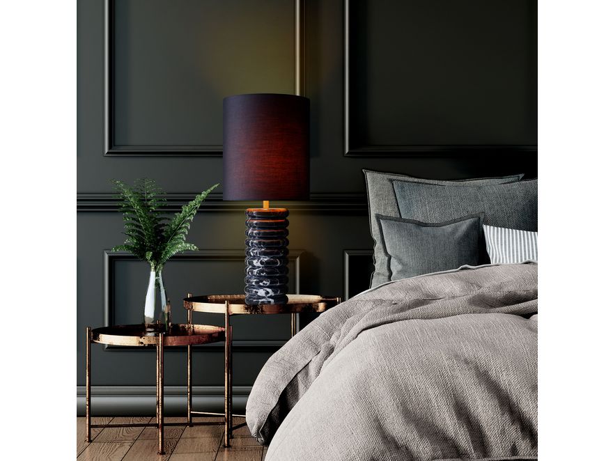 SalesFever® Tischleuchte mit Marmor-Standfuß 65 cm Lampenschirm Baumwolle Schwarz Mavie 367445 - 11