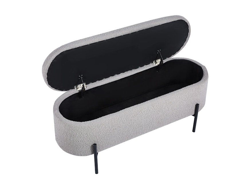 SalesFever® Bettbank aufklappbar mit Stauraumfunktion Bouclé Stoff Taupe Oscar 369487 - 4