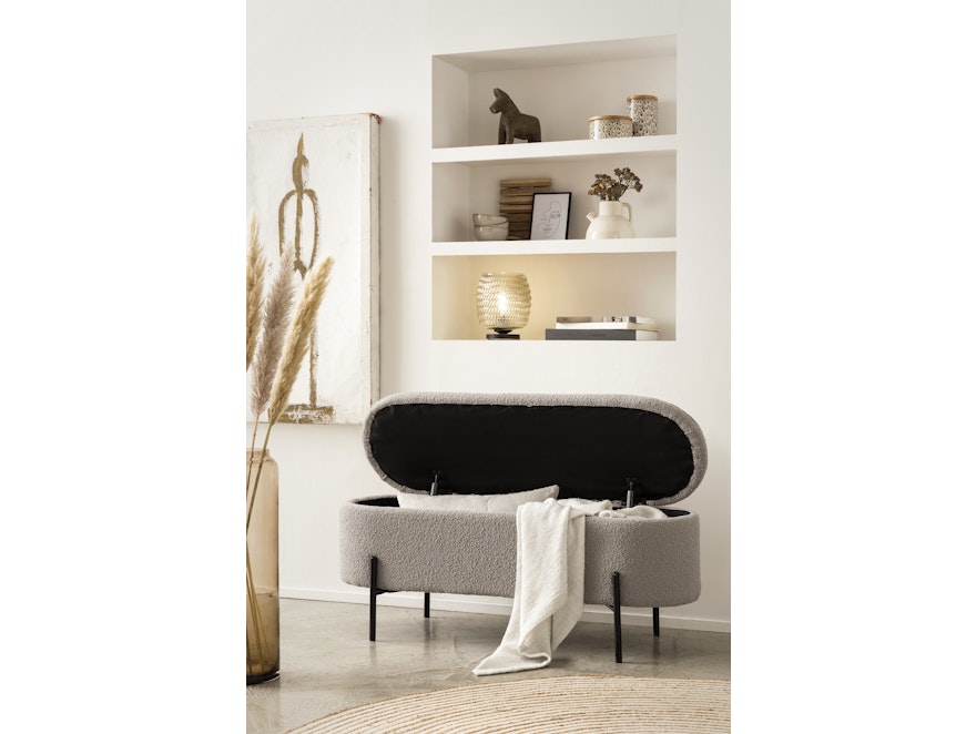 SalesFever® Bettbank aufklappbar mit Stauraumfunktion Bouclé Stoff Taupe Oscar 369487 - 6