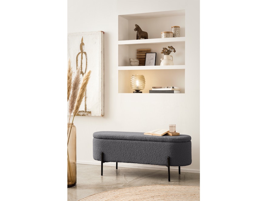 SalesFever® Bettbank aufklappbar mit Stauraumfunktion Bouclé Stoff Anthrazit Oscar 369494 - 5
