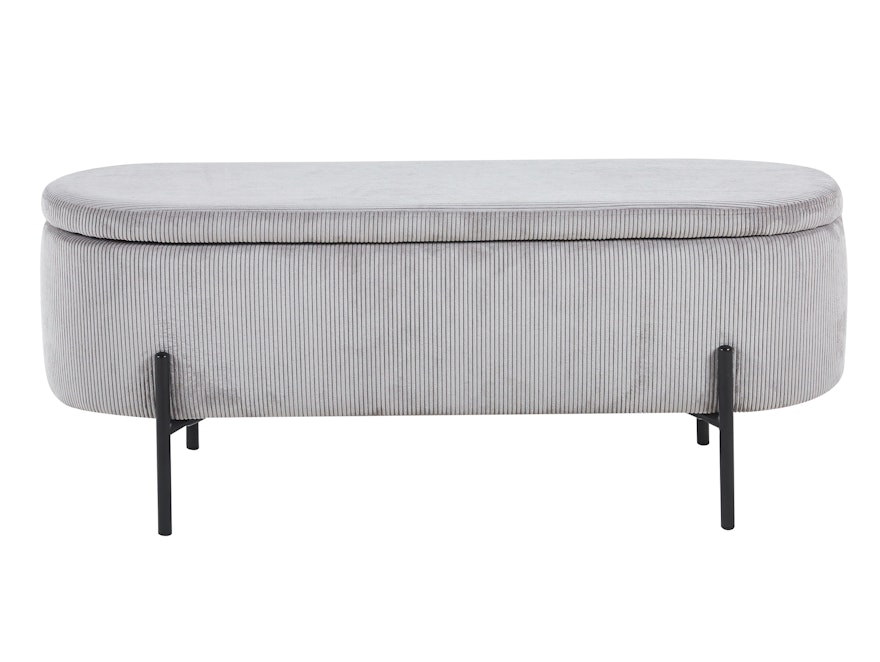 SalesFever® Bettbank aufklappbar mit Stauraumfunktion Cord-Optik Hellgrau Oscar 369517 - 2