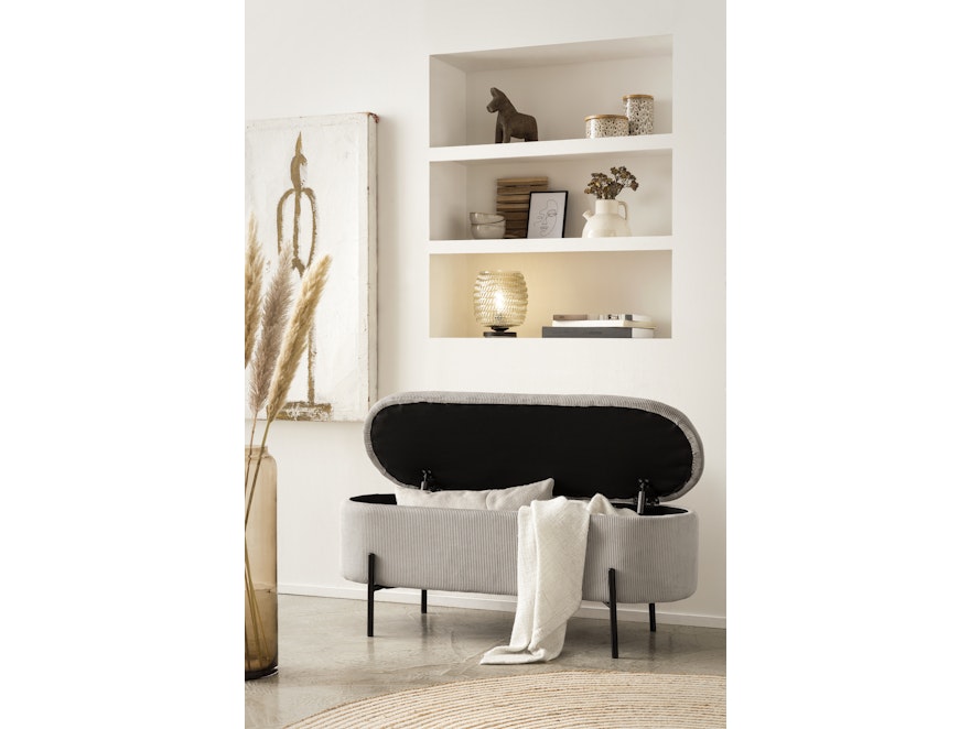 SalesFever® Bettbank aufklappbar mit Stauraumfunktion Cord-Optik Hellgrau Oscar 369517 - 6