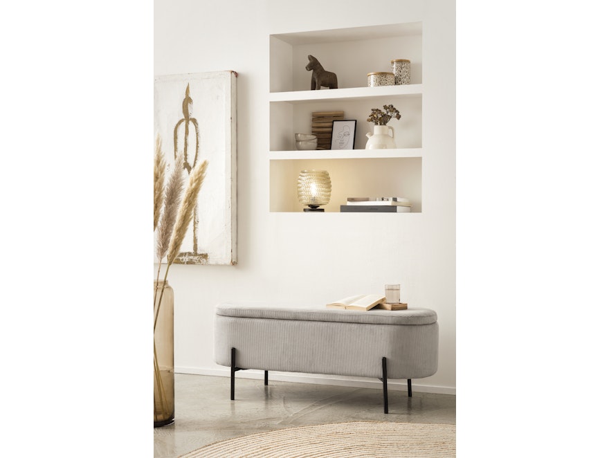 SalesFever® Bettbank aufklappbar mit Stauraumfunktion Cord-Optik Hellgrau Oscar 369517 - 5