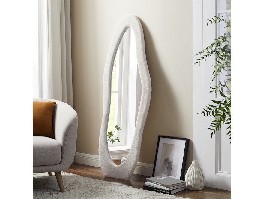 SalesFever® Spiegel mit Rahmen aus Kunstfell 60x160 cm Beige Scepter 367209 - 2