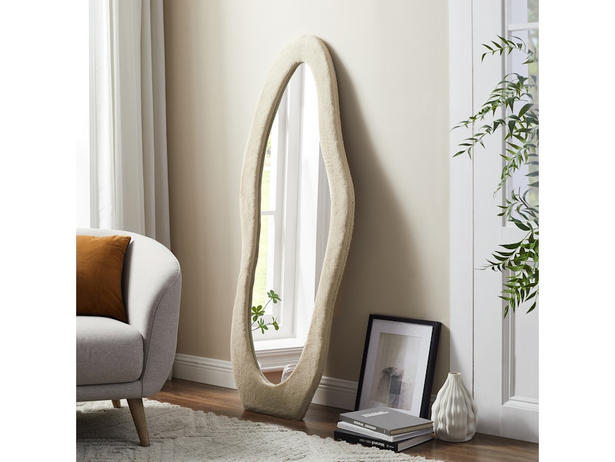 SalesFever® Spiegel mit Rahmen aus Kunstfell 60x160 cm Champagner Scepter 367216 - 2