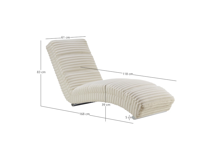 SalesFever® Designer Chaiselongue aus Plüsch-Cord Beige Sento 367636 - 7