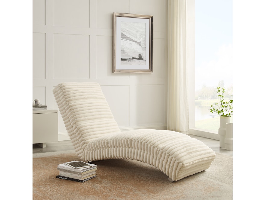 SalesFever® Designer Chaiselongue aus Plüsch-Cord Beige Sento 367636 - 6