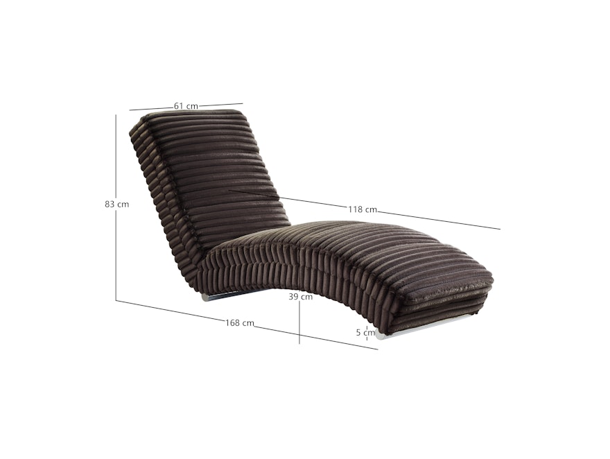 SalesFever® Designer Chaiselongue aus Plüsch-Cord Schwarz Sento 367643 - 7