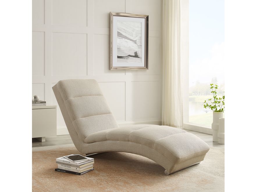SalesFever® Designer Chaiselongue aus Strukturstoff Beige Sento 367667 - 2