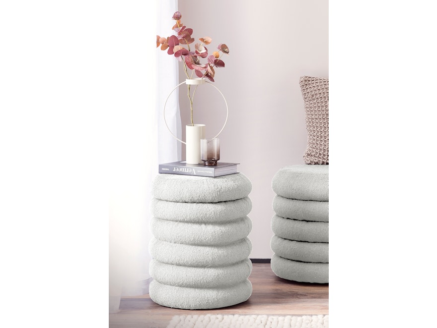 SalesFever® Sitzhocker rund Ø38 cm mit Stauraum aus Bouclé Stoff Weiß Twister 369593 - 3