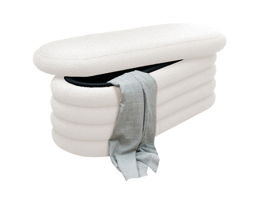 SalesFever® Polsterhocker/Bettbank mit Stauraum aus Bouclé Stoff Weiß Twister 369616 - 4