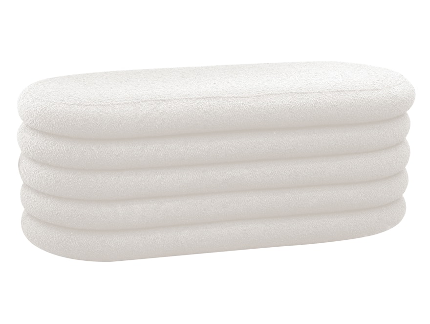 SalesFever® Polsterhocker/Bettbank mit Stauraum aus Bouclé Stoff Weiß Twister 369616 - 1