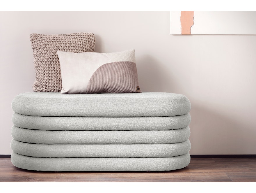 SalesFever® Polsterhocker/Bettbank mit Stauraum aus Bouclé Stoff Weiß Twister 369616 - 2