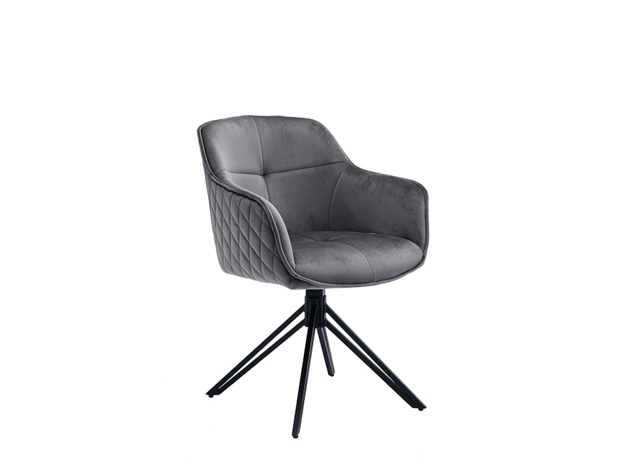 SalesFever® Armlehnstuhl mit 360° Drehfunktion und Wabensteppung aus Samt Grau Walo 372289 - 1
