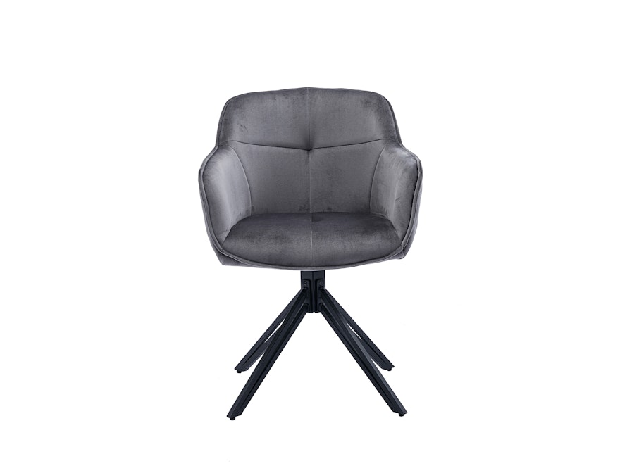 SalesFever® Armlehnstuhl mit 360° Drehfunktion und Wabensteppung aus Samt Grau Walo 372289 - 3