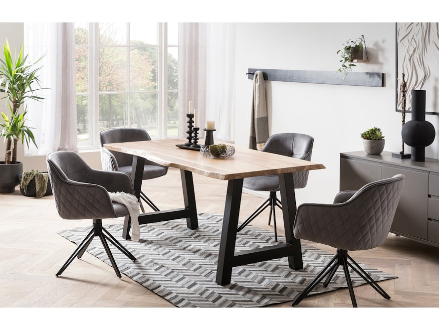 SalesFever® Armlehnstuhl mit 360° Drehfunktion und Wabensteppung aus Samt Grau Walo 372289 - 10