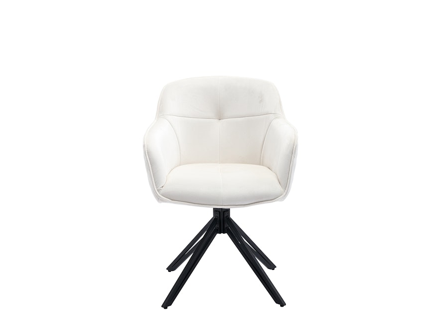 SalesFever® Armlehnstuhl mit 360° Drehfunktion und Wabensteppung aus Samt Beige Walo 372166 - 3