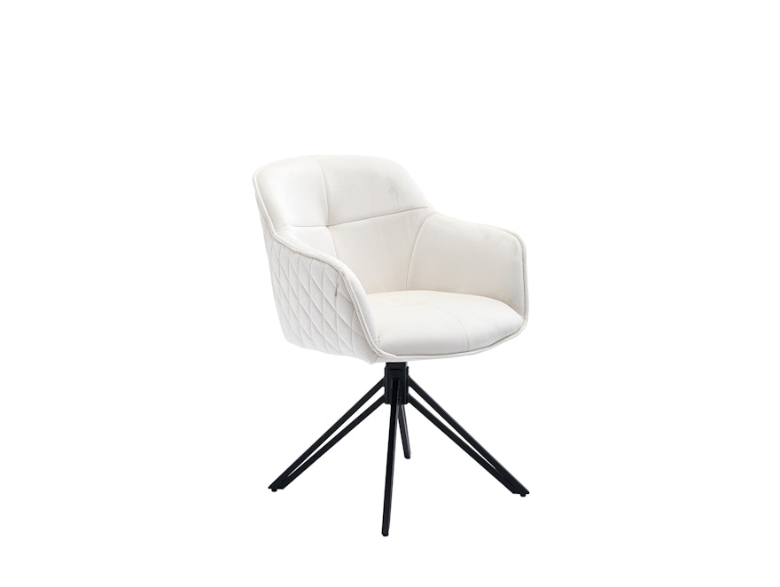 SalesFever® Armlehnstuhl mit 360° Drehfunktion und Wabensteppung aus Samt Beige Walo 372166 - 1