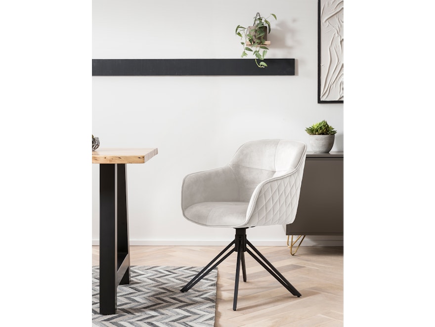 SalesFever® Armlehnstuhl mit 360° Drehfunktion und Wabensteppung aus Samt Beige Walo 372166 - 2