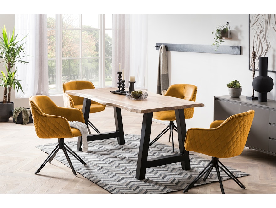 SalesFever® Armlehnstuhl mit 360° Drehfunktion und Wabensteppung aus Samt Gelb Walo 372173 - 10