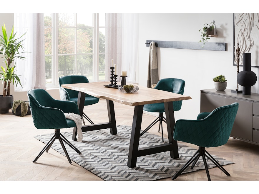 SalesFever® Armlehnstuhl mit 360° Drehfunktion und Wabensteppung aus Samt Grün Walo 372180 - 10
