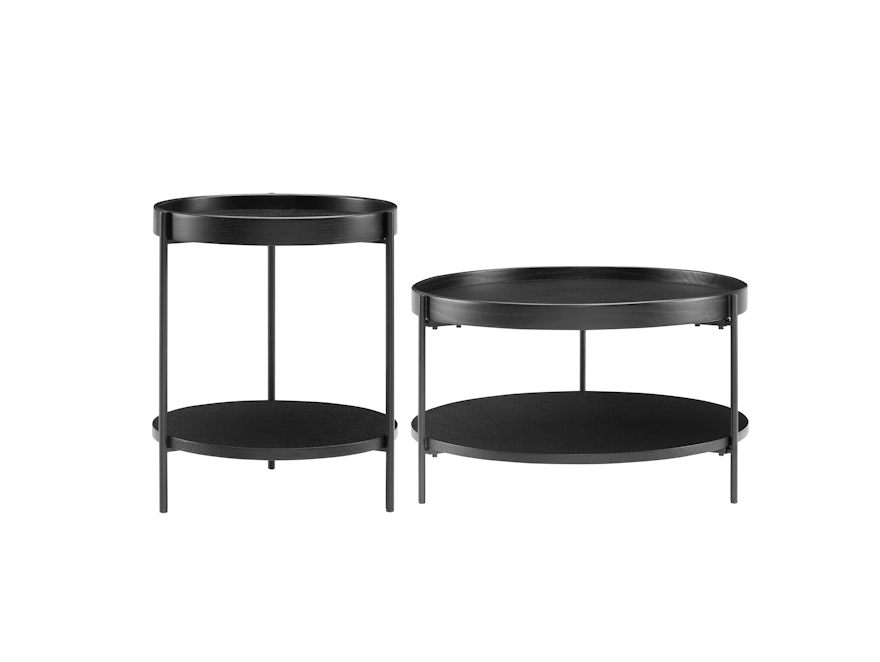 SalesFever® Couchtisch 2er Set rund mit je 2 Ablageflächen Schwarz Vionelle 367070 - 1